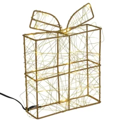 Décoration de Noël LED cadeau lumineux en métal 15x5xH20cm