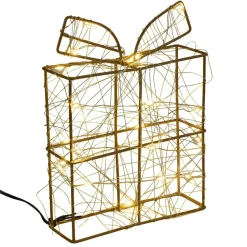 Décoration de Noël LED cadeau lumineux en métal 15x5xH20cm