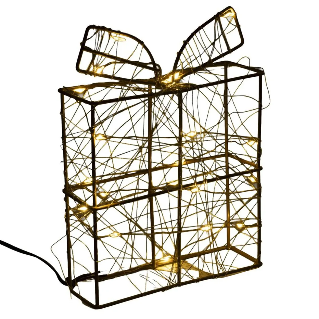 Décoration de Noël LED cadeau lumineux en métal 15x5xH20cm