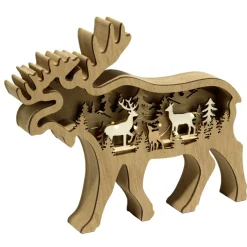 Décoration de Noël LED renne bois marron 23x3xH19cm < Gifi Hot