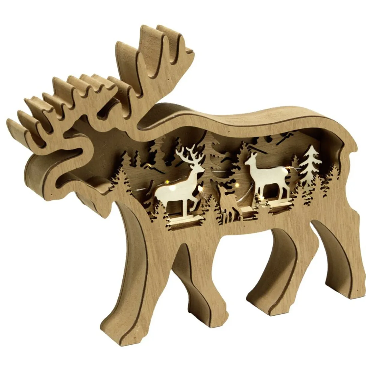 Décoration de Noël LED renne bois marron 23x3xH19cm < Gifi Hot