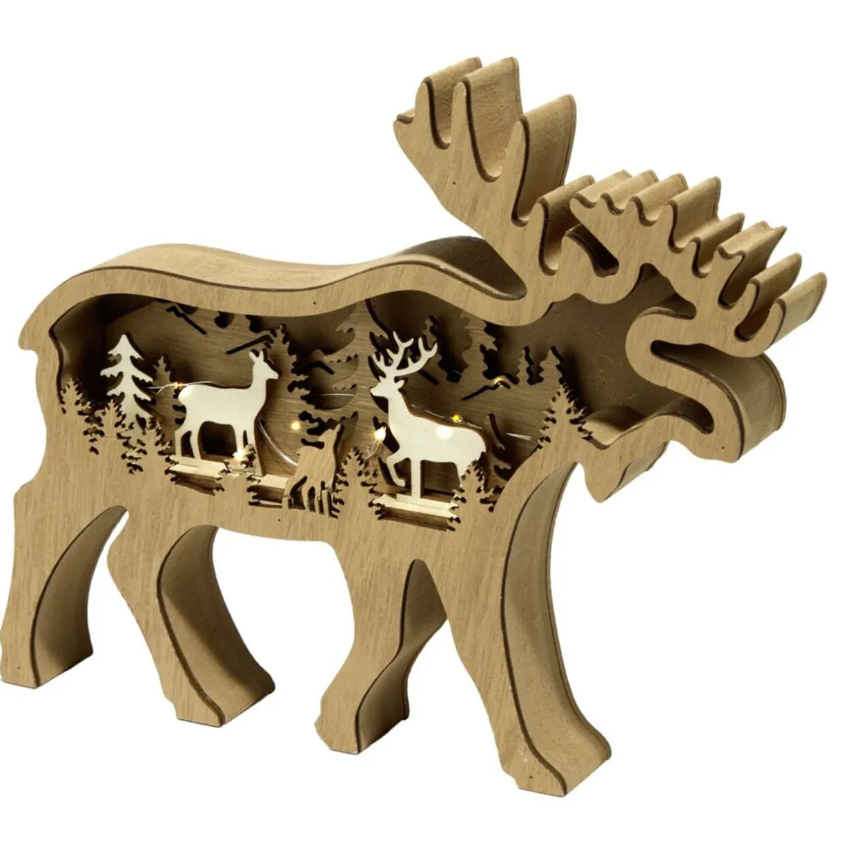 Décoration de Noël LED renne bois marron 23x3xH19cm < Gifi Hot