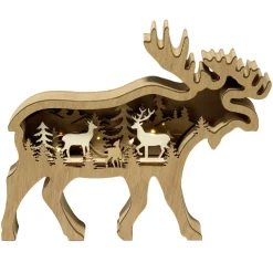 Décoration de Noël LED renne bois marron 23x3xH19cm < Gifi Hot