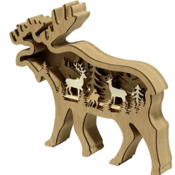 Décoration de Noël LED renne bois marron 23x3xH19cm < Gifi Hot