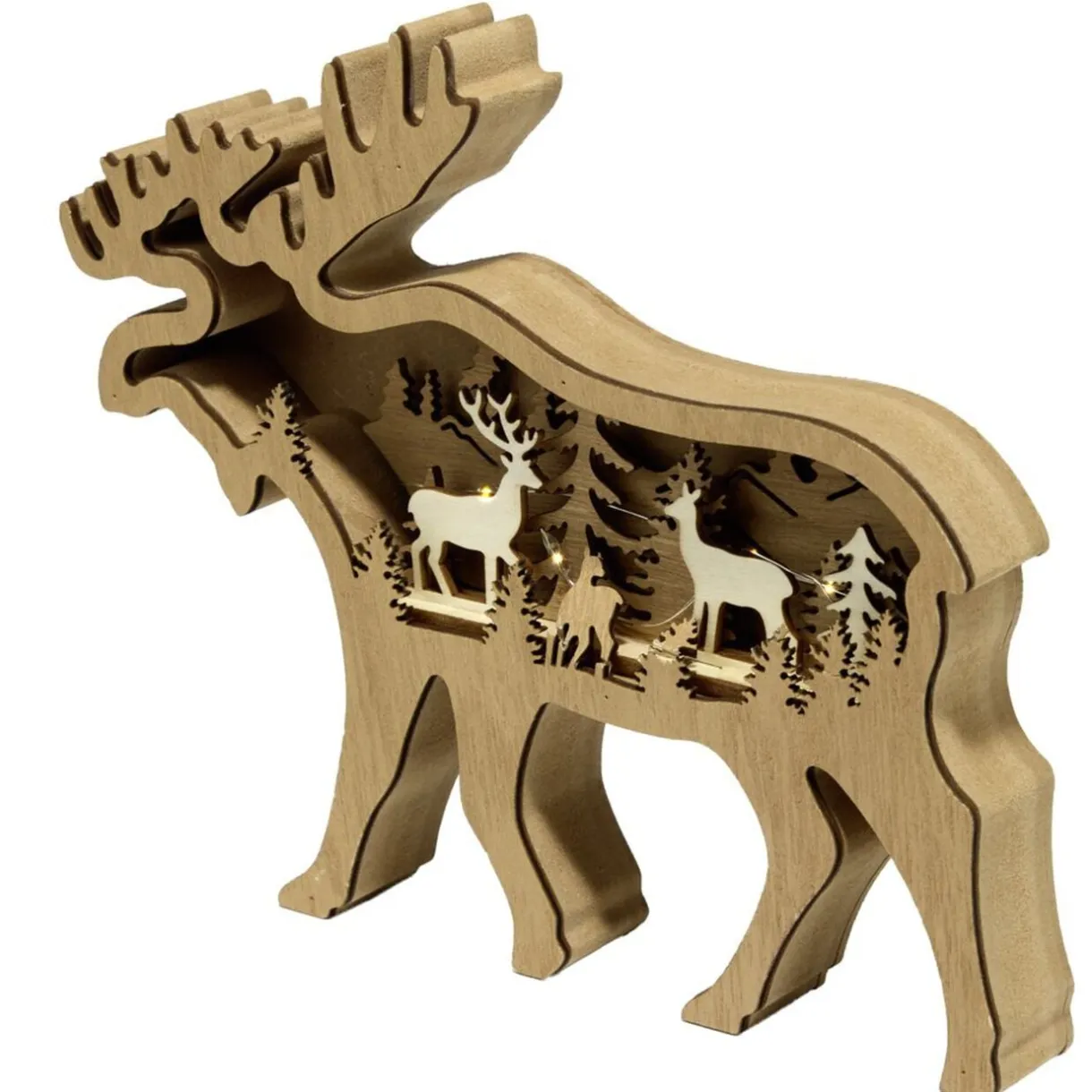 Décoration de Noël LED renne bois marron 23x3xH19cm < Gifi Hot