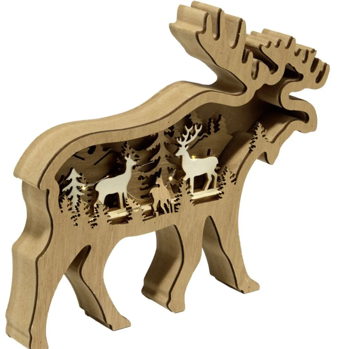 Décoration de Noël LED renne bois marron 23x3xH19cm < Gifi Hot