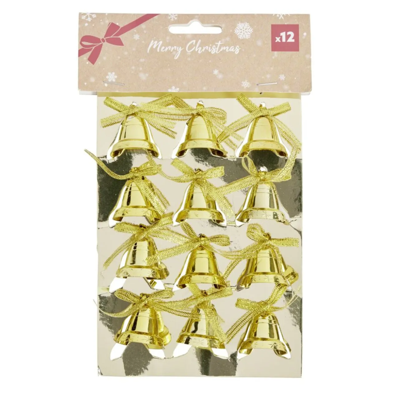 Décoration de Noël mini cloche brillante 12 pièces Ø3xH3,5cm (3 modèles)