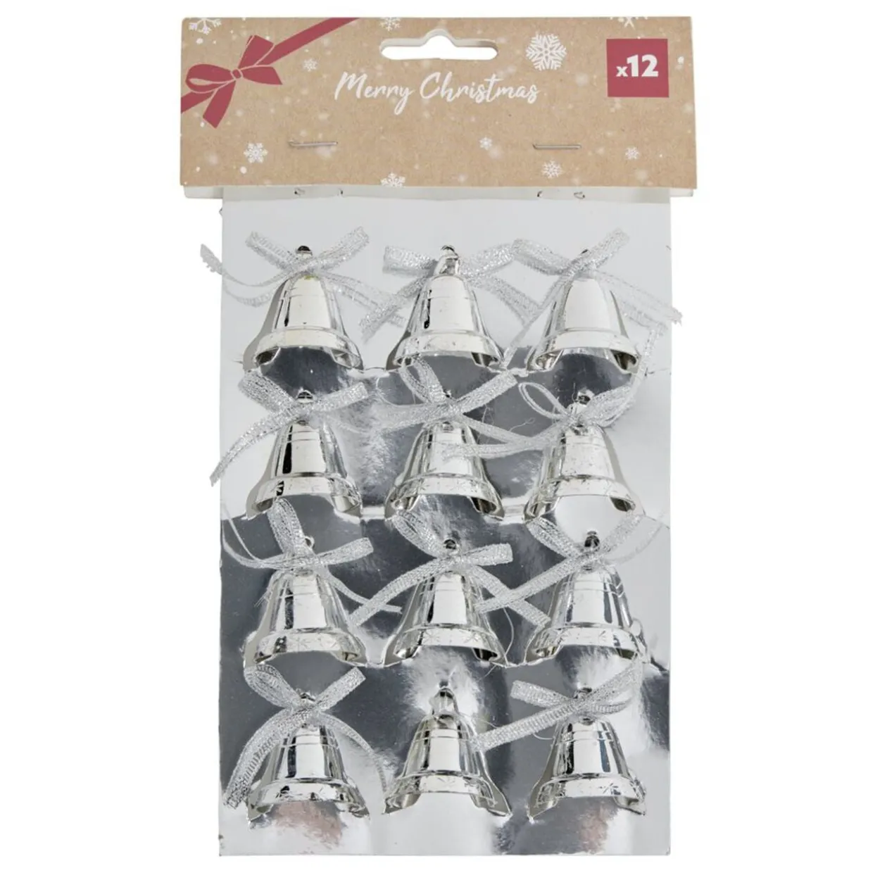 Décoration de Noël mini cloche brillante 12 pièces Ø3xH3,5cm (3 modèles)