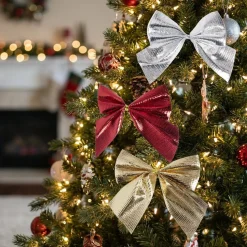 Décoration de Noël mini noeuds brillant 12 pièces 5,5x6cm (3 modèles) < Gifi Online