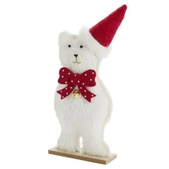 Décoration de Noël à poser ours bois blanc 15x6xH38cm