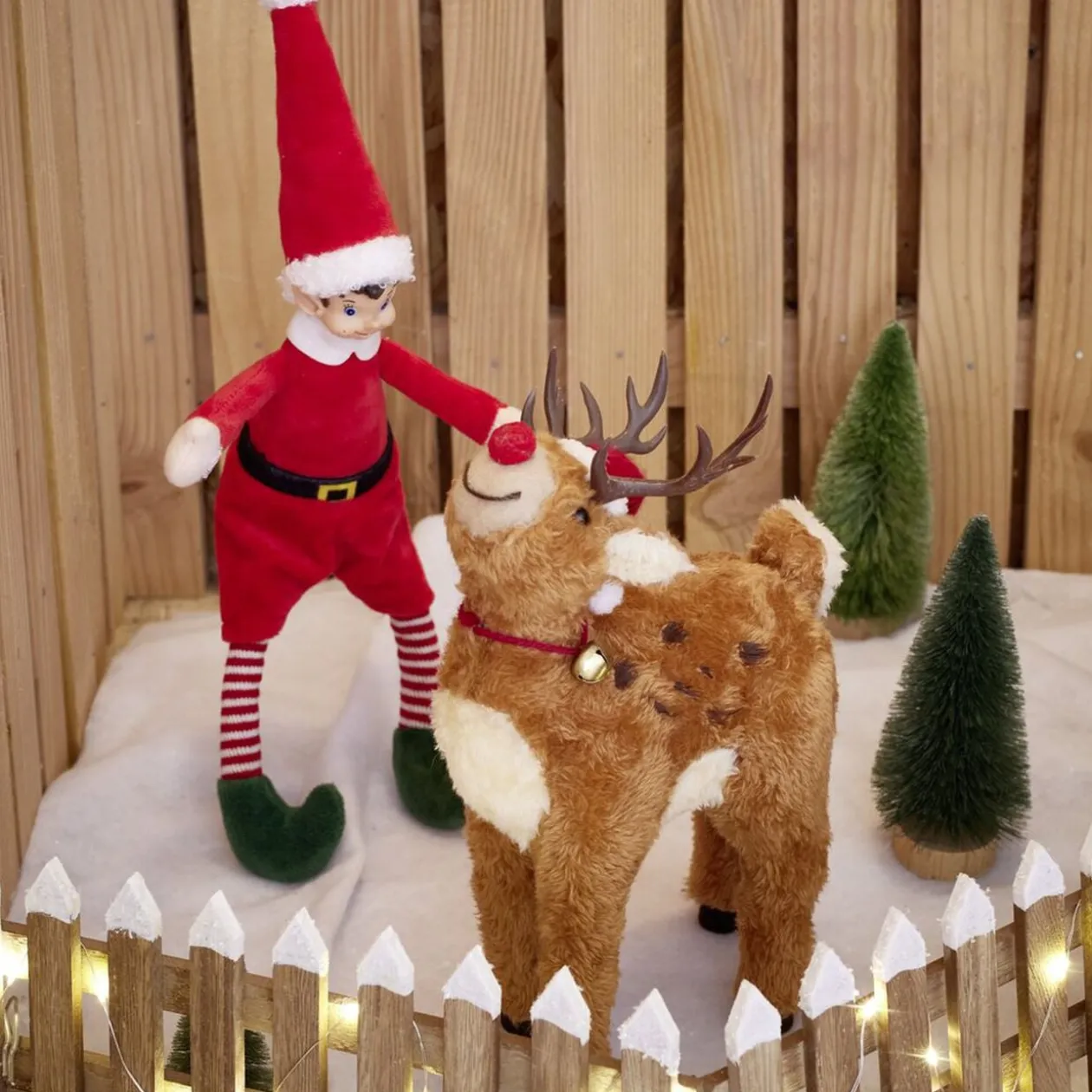 Décoration de Noël à poser renne marron 17x10xH27cm