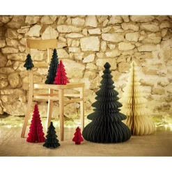 Décoration de Noël à poser sapin en papier x3 H30cm (2 modèles)