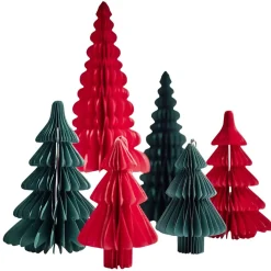Décoration de Noël à poser sapin en papier x3 H30cm (2 modèles)