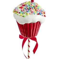 Décoration de Noël à poser sucette cupcake rouge et blanc Ø17xH67cm < Gifi Discount