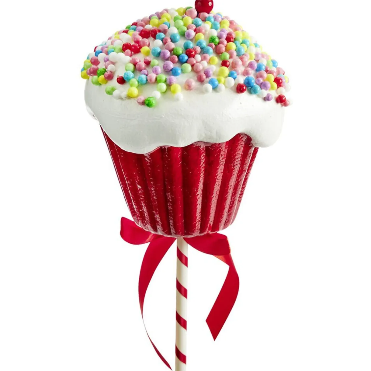 Décoration de Noël à poser sucette cupcake rouge et blanc Ø17xH67cm < Gifi Discount