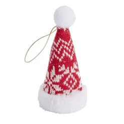 Décoration de Noël à suspendre bonnet rouge et blanc Ø6,5xH13cm (3 modèles) < Gifi Best