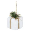 Décoration de Noël à suspendre cadeau façon coton blanc 7x7xH7cm