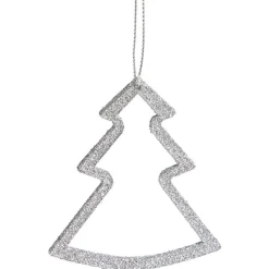 Décoration de Noël à suspendre étoile/sapin/boule argenté x6