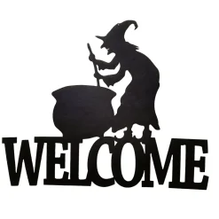 Décoration de porte Happy Halloween Welcome suspension feutrine x2 < Gifi