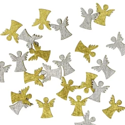 Décoration de table ange X24 pcs bois L1,5X2Xép.0,1 cm doré et argenté < Gifi