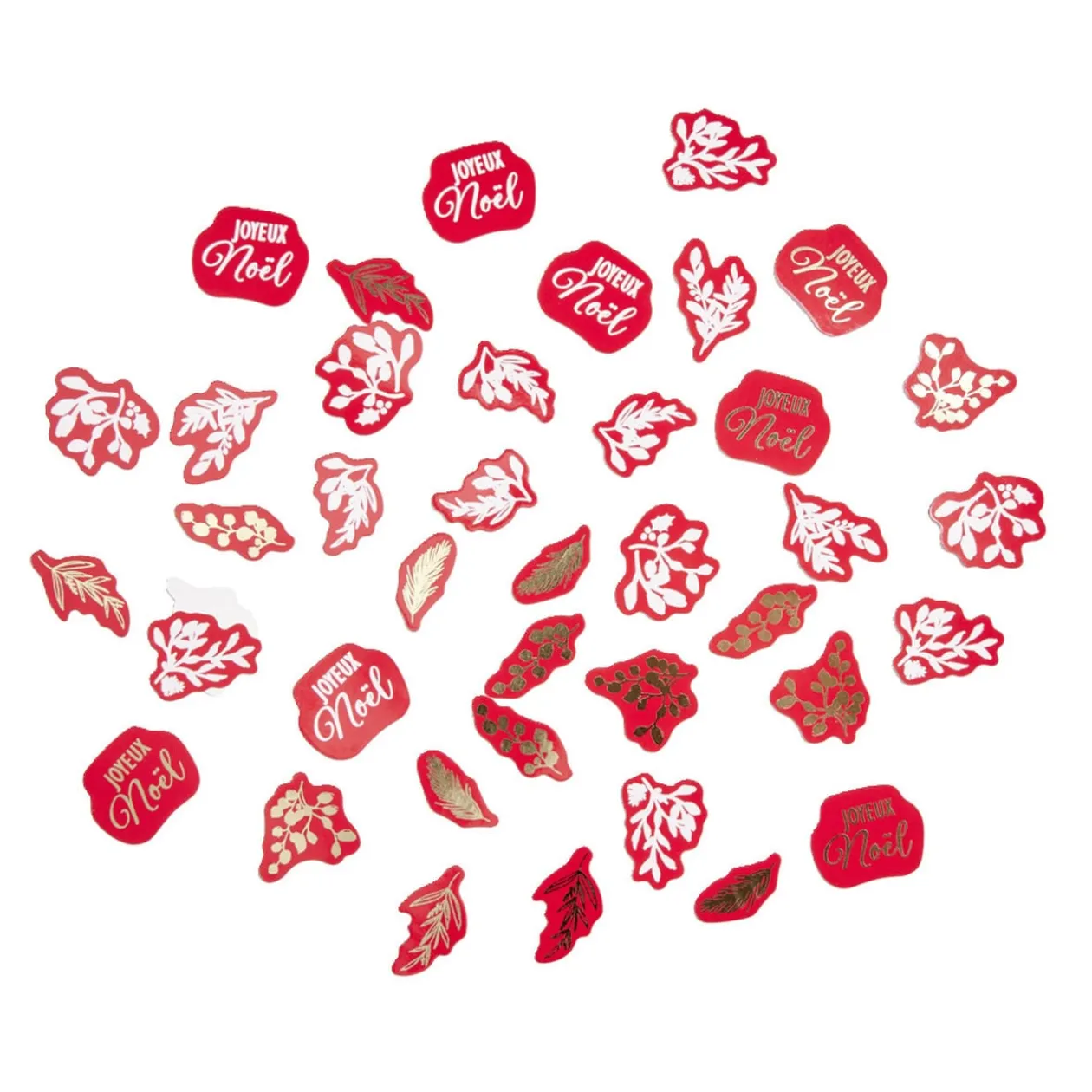 Décoration de table en papier forme feuillage Noël rouge 100 pièces