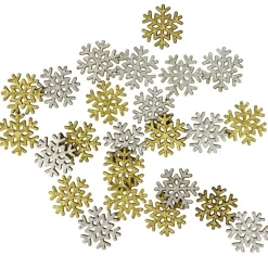 Décoration de table flocon de neige X24 pcs bois L1,5X2Xép.0,1 cm doré et argenté < Gifi Clearance