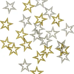 Décoration de table étoiles X24 pcs bois L1,5X2Xép.0,1 cm doré et argenté