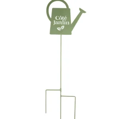 Décoration extérieure à planter H80cm en métal arrosoir vert