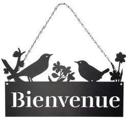 Décoration extérieure à suspendre BIENVENUE ajourée métal noir L35xH19,5cm < Gifi Discount