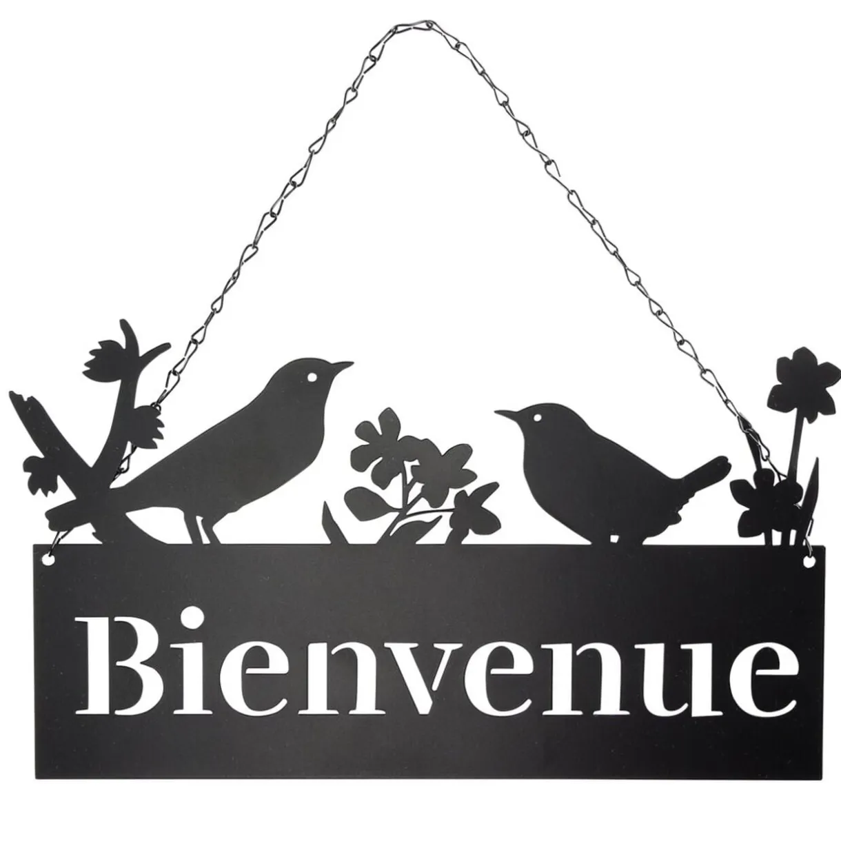 Décoration extérieure à suspendre BIENVENUE ajourée métal noir L35xH19,5cm < Gifi Discount