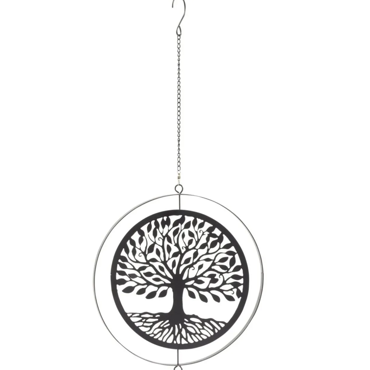 Décoration extérieure à suspendre arbre de vie mobile métal noir Ø26xL52cm < Gifi Clearance