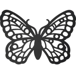 Décoration extérieure à suspendre papillon ajouré métal noir L18xH25cm