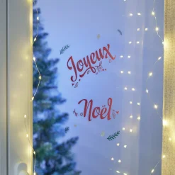 Décoration fenêtre électrostatique Joyeux Noël rouge et blanc L36xH11cm < Gifi Best