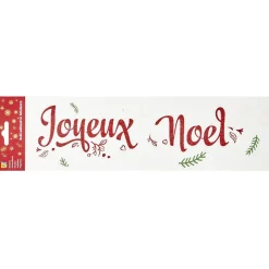 Décoration fenêtre électrostatique Joyeux Noël rouge et blanc L36xH11cm < Gifi Best