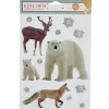 Décoration fenêtre Noël électrostatique animaux d'hiver