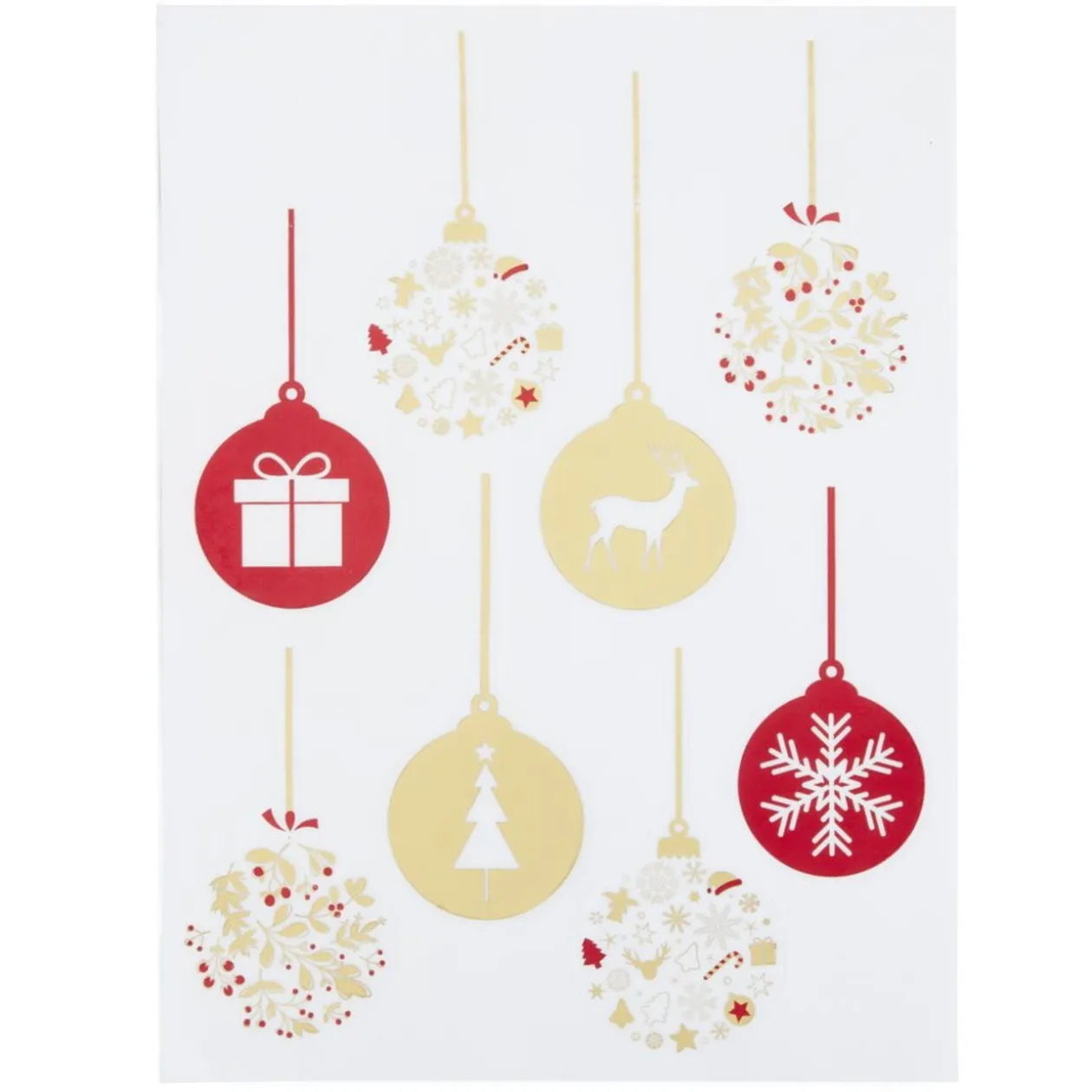 Décoration fenêtre Noël électrostatique guirlande boule rouge et doré