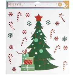 Décoration fenêtre Noël électrostatique sapin ou Merry Christmas (2 modèles)