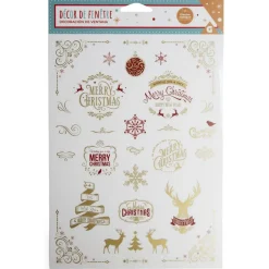 Décoration fenêtre Noël électrostatique rouge et doré - 2 modèles < Gifi Discount