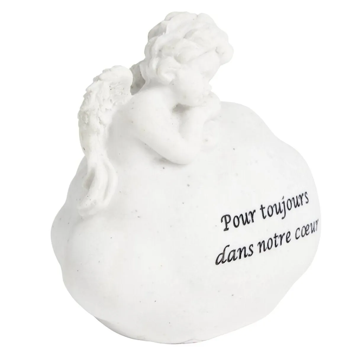 Décoration funéraire ange pensif sur nuage Pour toujours dans notre coeur < Gifi Best