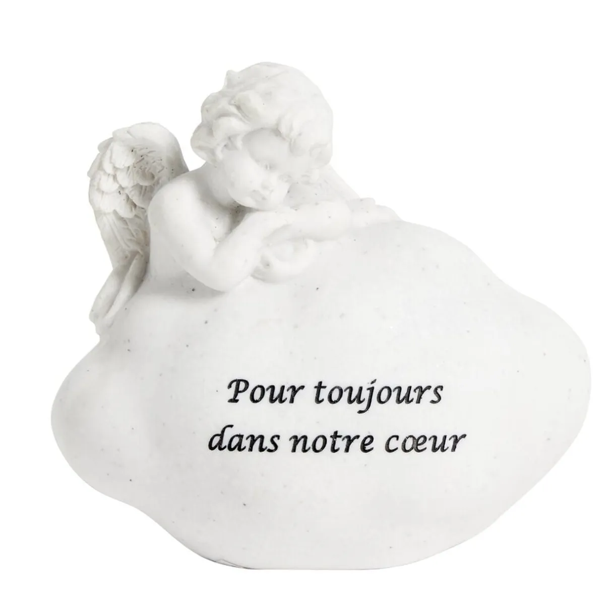 Décoration funéraire ange pensif sur nuage Pour toujours dans notre coeur < Gifi Best