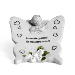 Décoration funéraire ange sur papillon "Les années passent, les souvenirs restent"