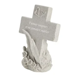 Décoration funéraire forme croix avec plumes H18cm < Gifi Best