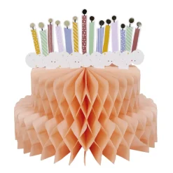Décoration gâteau anniversaire papier de soie nid d'abeille 27x30cm