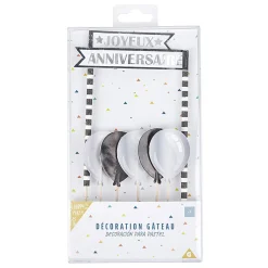 Décoration gâteau Joyeux anniversaire et ballons noirs et gris < Gifi Outlet