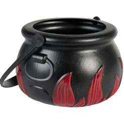 Décoration Halloween chaudron plastique noir flamme rouge Ø14,5xH10cm < Gifi Best