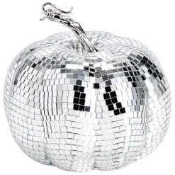 Décoration Halloween citrouille effet boule disco céramique argentée Ø15xH16cm < Gifi