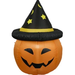 Décoration Halloween citrouille gonflable à LED blanc froid