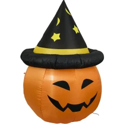 Décoration Halloween citrouille gonflable à LED blanc froid