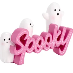 Décoration Halloween fantômes mignons spooky résine rose et blanc 10x15cm < Gifi New