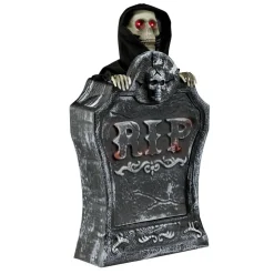 Décoration Halloween pierre tombale squelette son et lumière plastique noir H39cm < Gifi